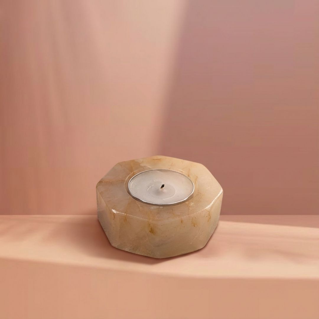 White Quartz Tealight Holder for Calm Interiors