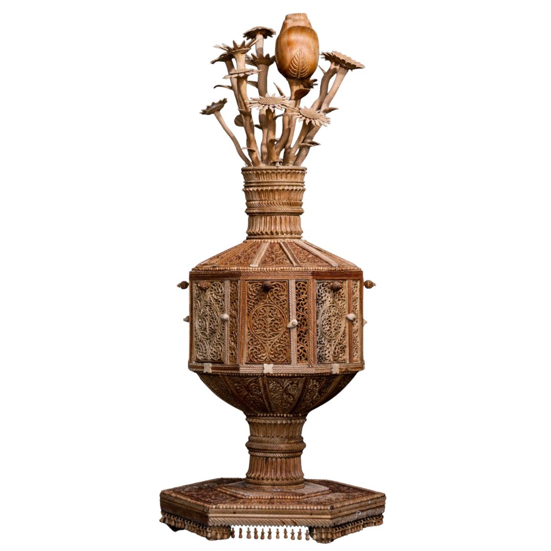 Pure Sandalwood Seven Wonders Decorative Sculpture 