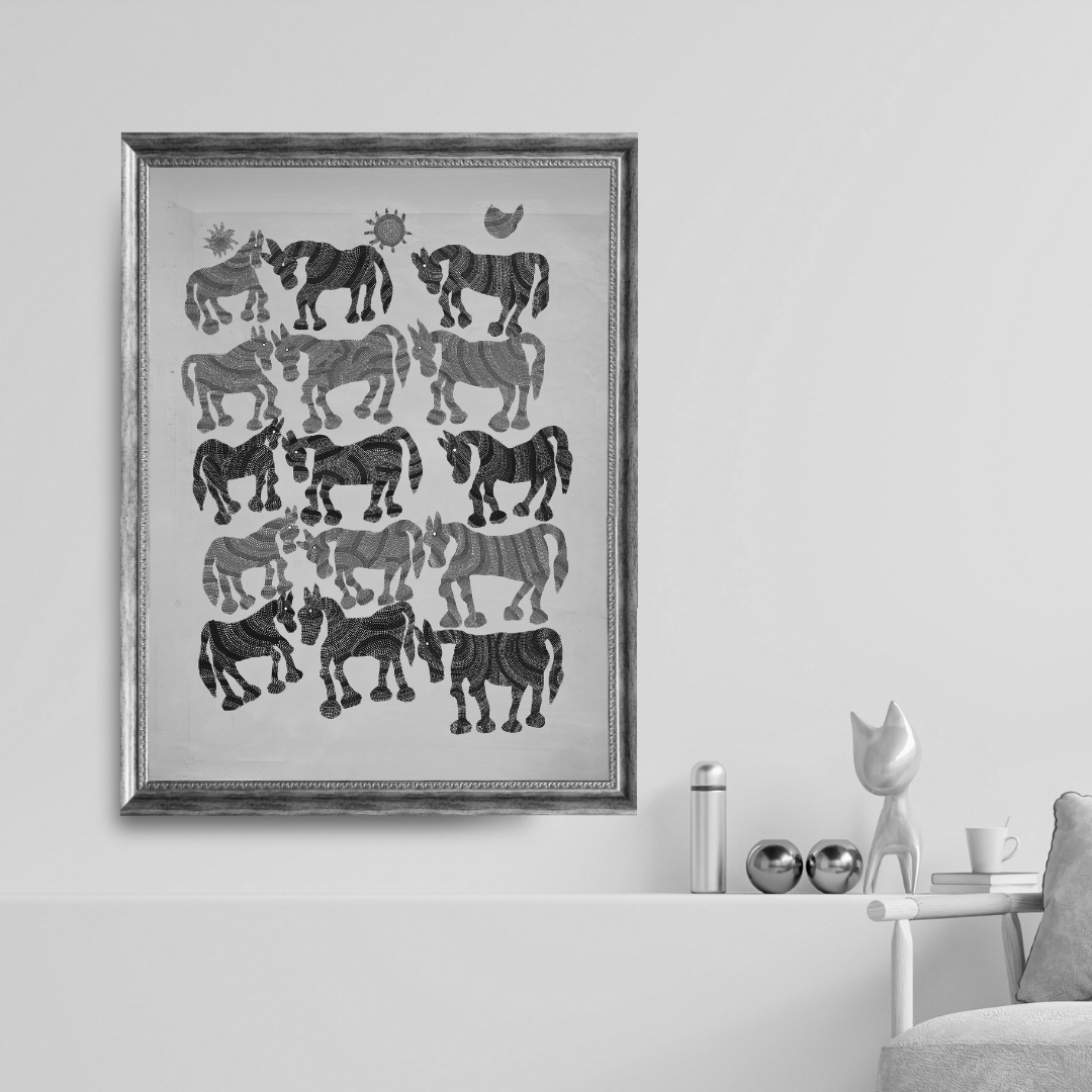 Red and Black Pithora Horses