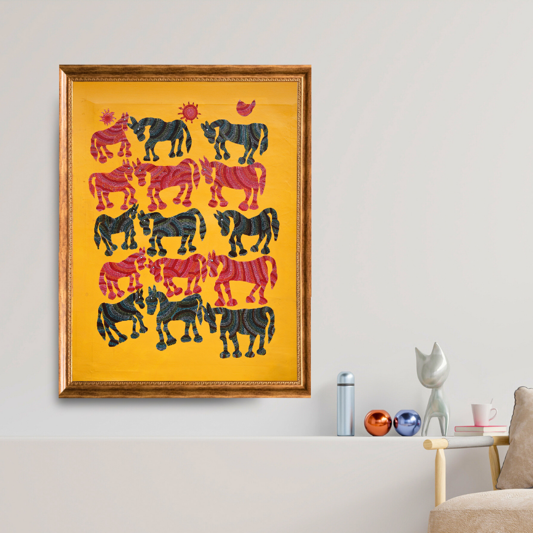 Red and Black Pithora Horses