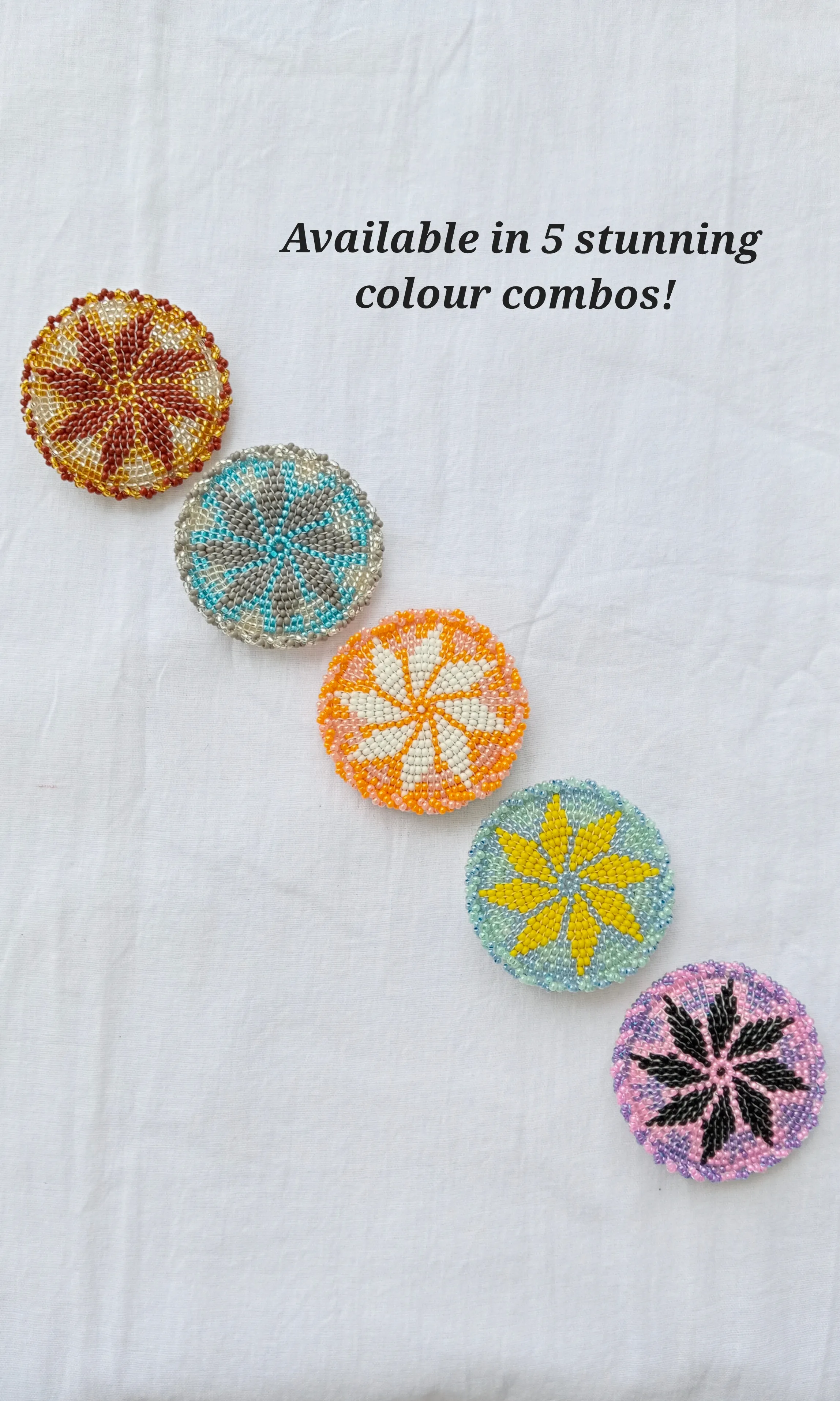 Floral Beadwoven Round Hairclip 
