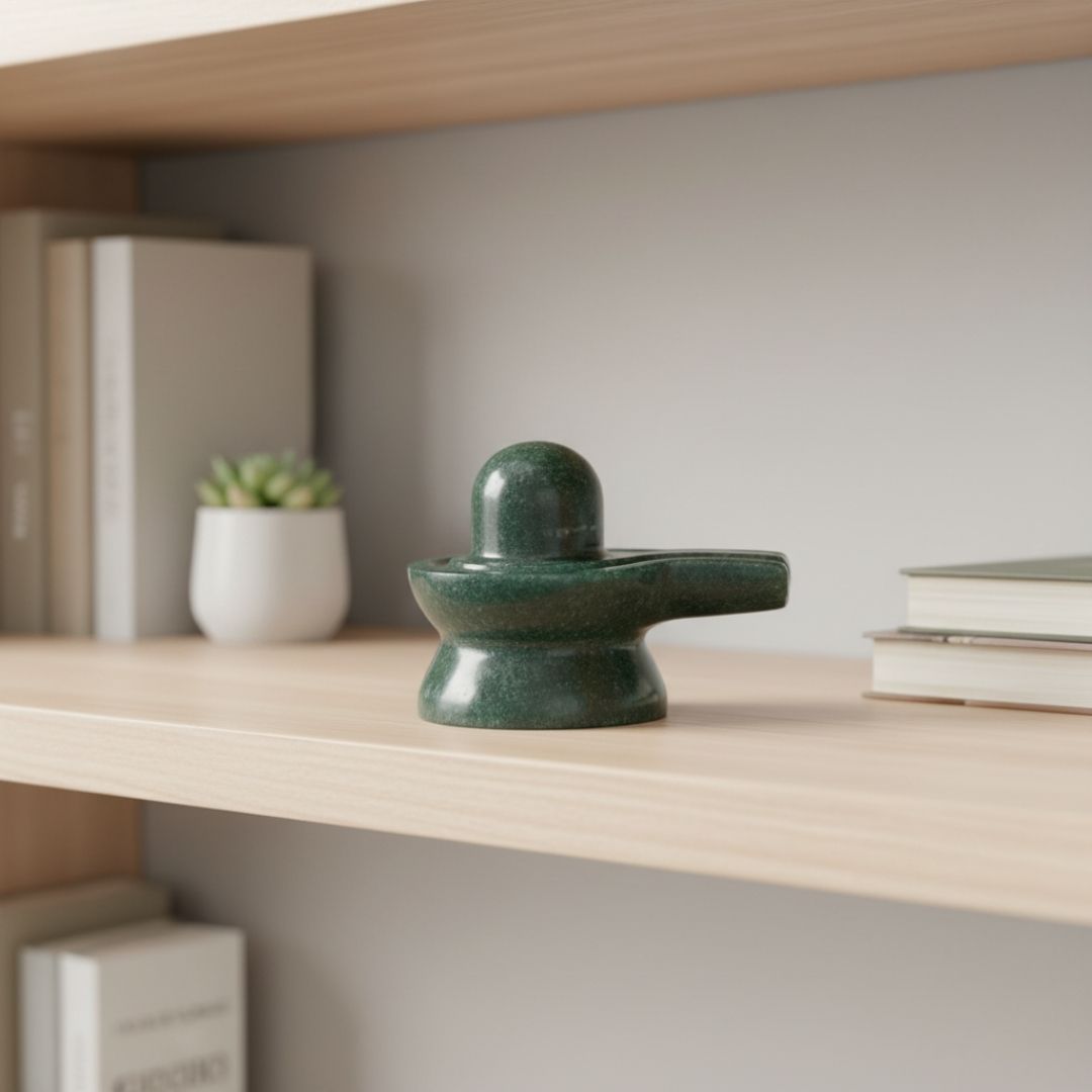 Green Aventurine Shiva Lingam Sculpture for Home and Meditation