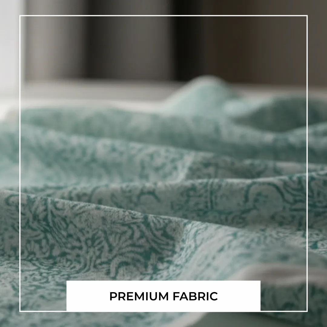Single-Sided Hand Block Printed Mal Cotton Fabric – Soft Green Floral | Sold Per Meter