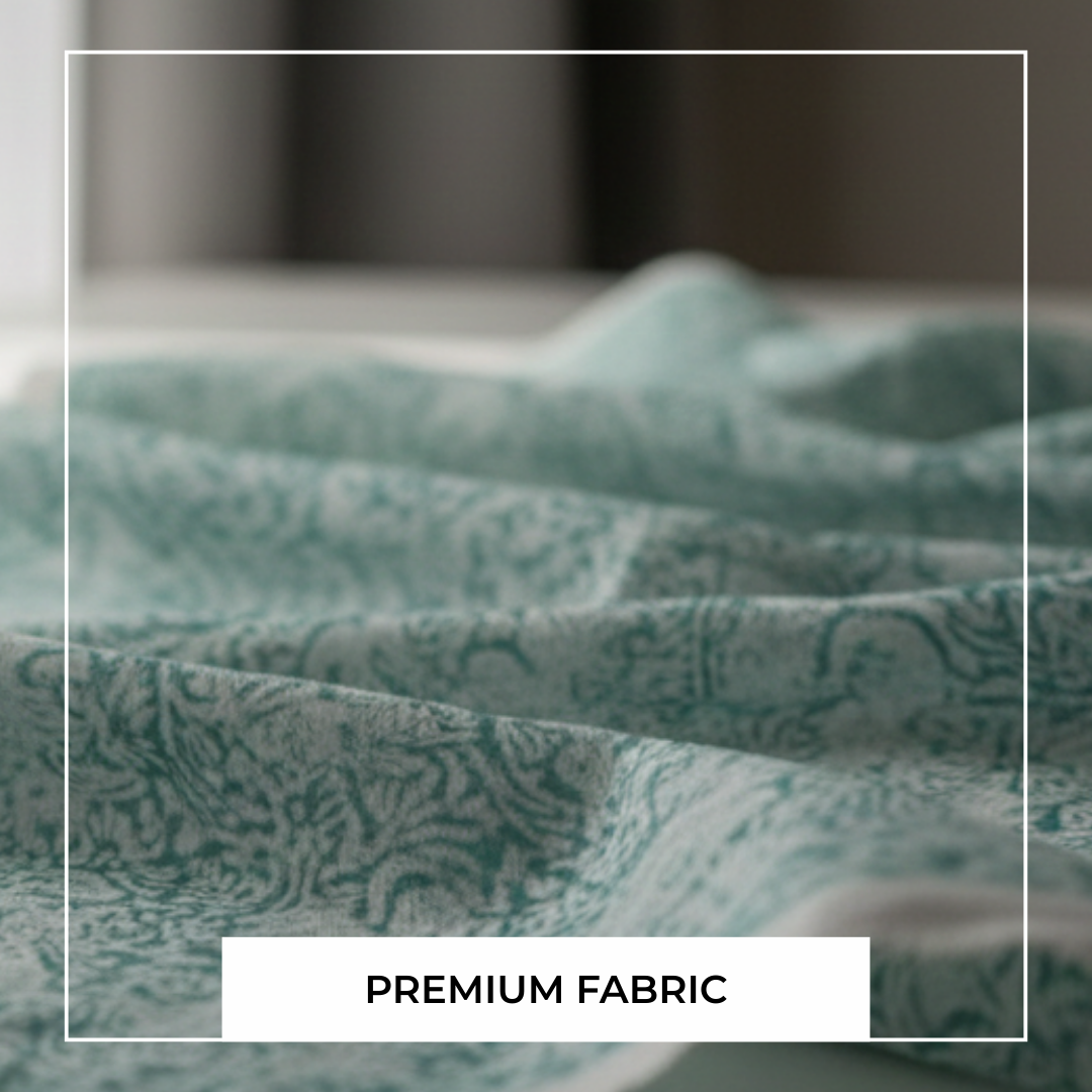 Single-Sided Block Printed Mal Cotton Fabric in Soft Green Floral Pattern