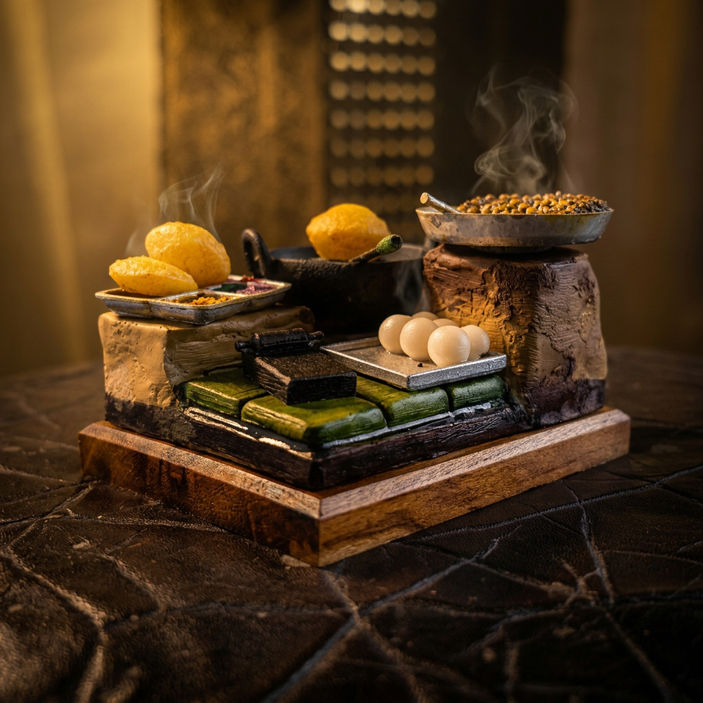 Handmade Chole Bhature Stall Miniature (Yaado Ke Kone)