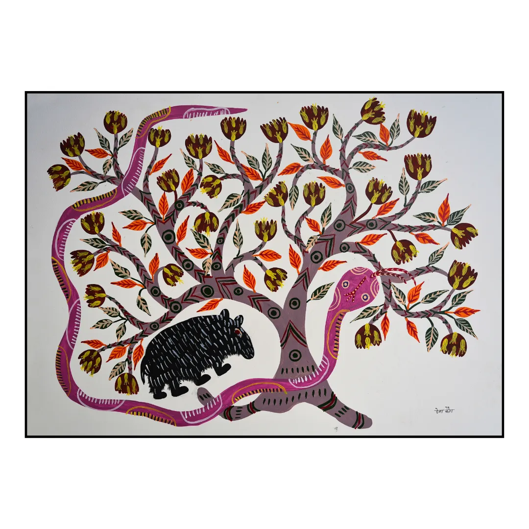 Bear and Snake Under Mahua Tree