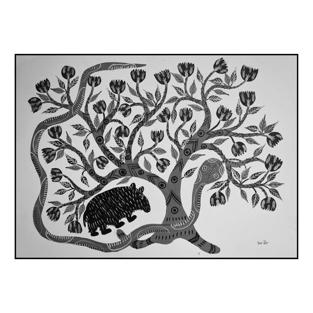 Bear and Snake Under Mahua Tree