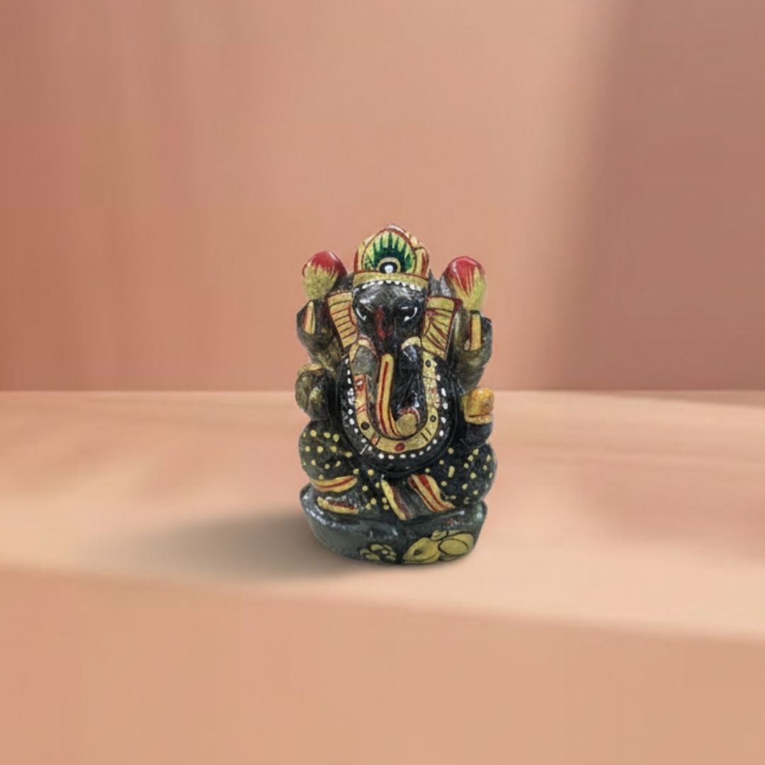 Labradorite Carved Ganesh Idol in Natural Gemstone
