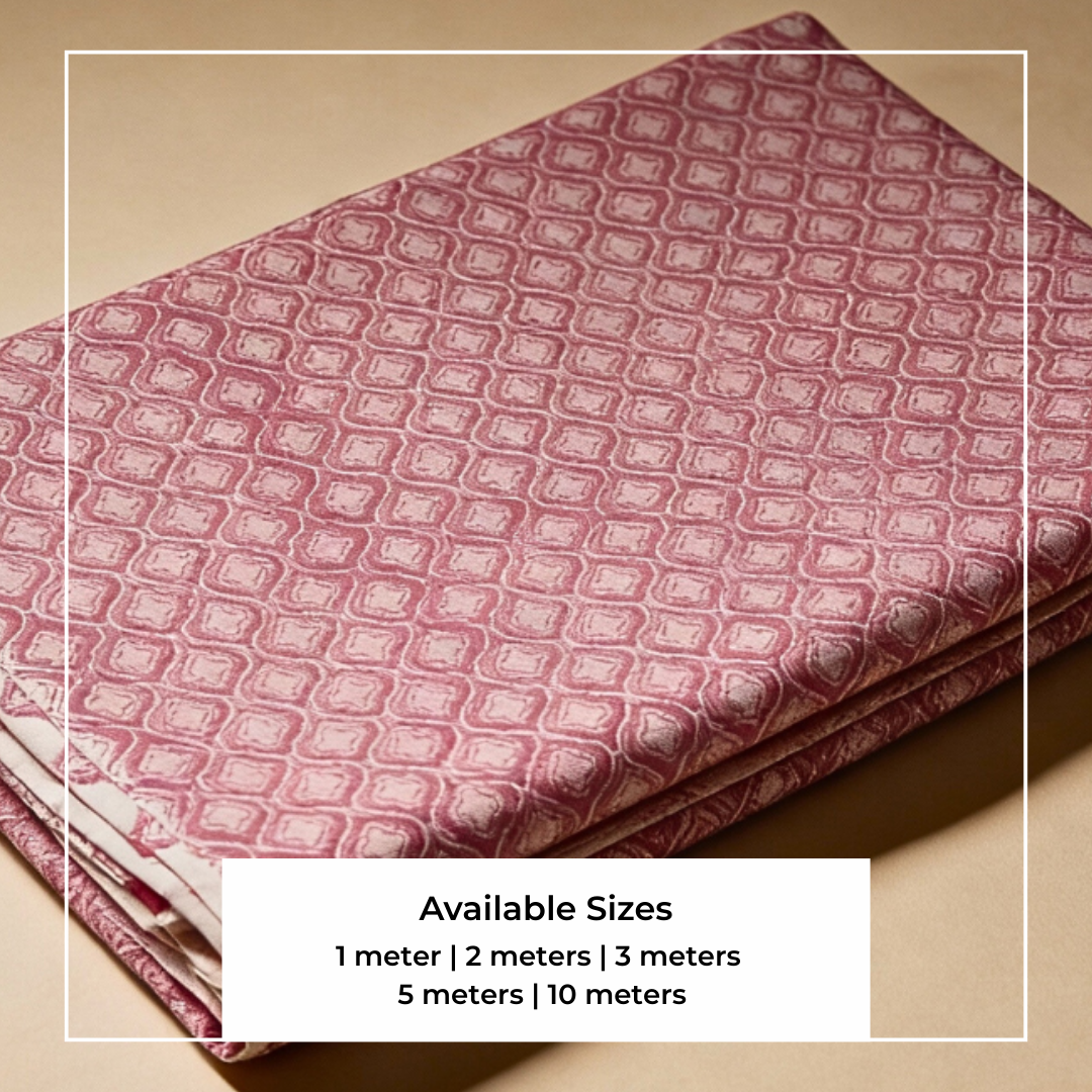 Single-Sided Block Printed Mal Cotton Fabric Than in Soft Pink Motif
