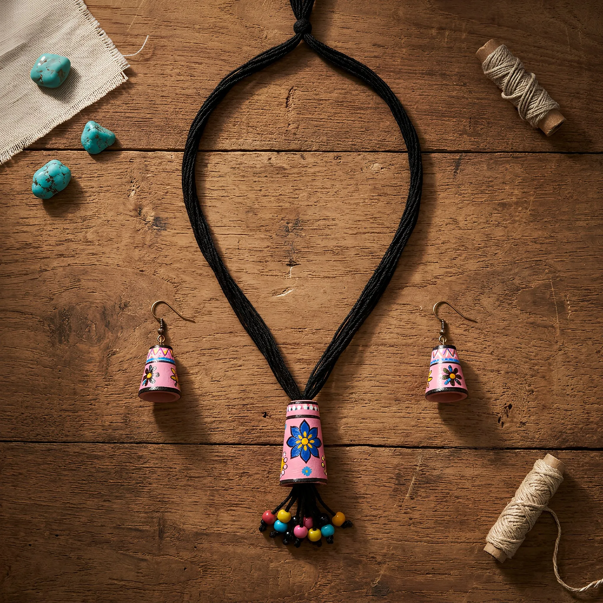 Clay jewelry Necklace Set for Women and Girls, Handmade Terracotta Jewelry, Handmade
