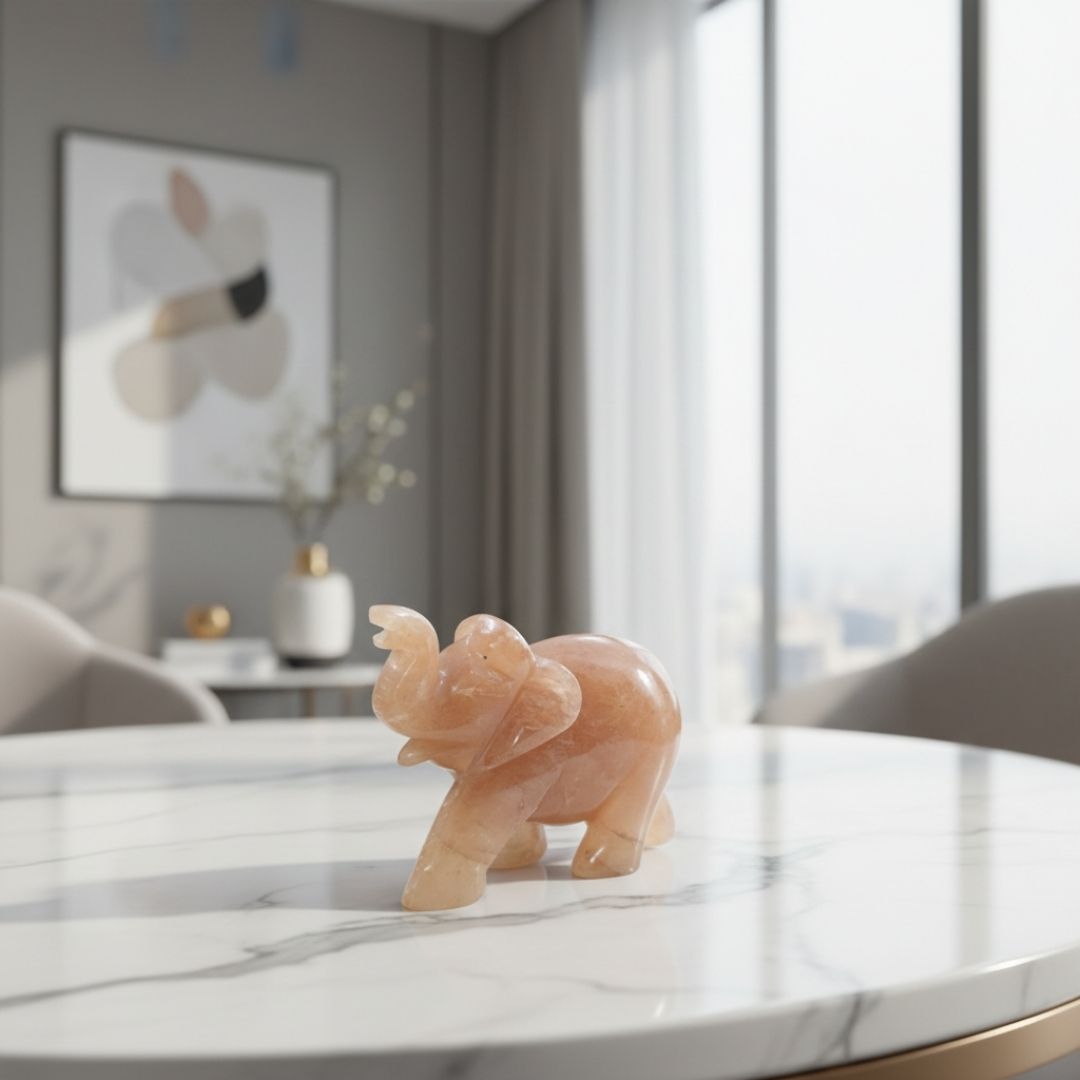 Yellow Quartz Elephant Sculpture Handcrafted