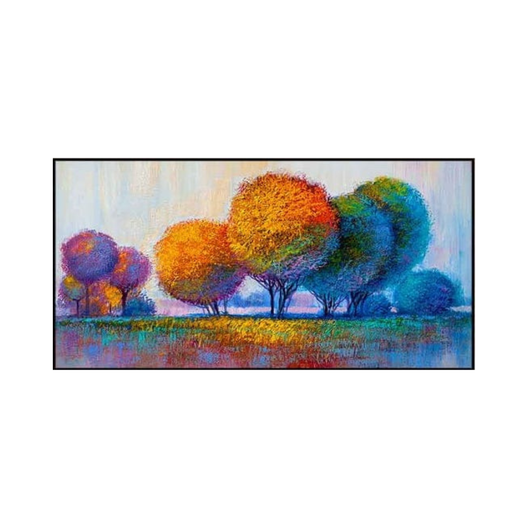 Handmade Colorful Tree Landscape Canvas Painting