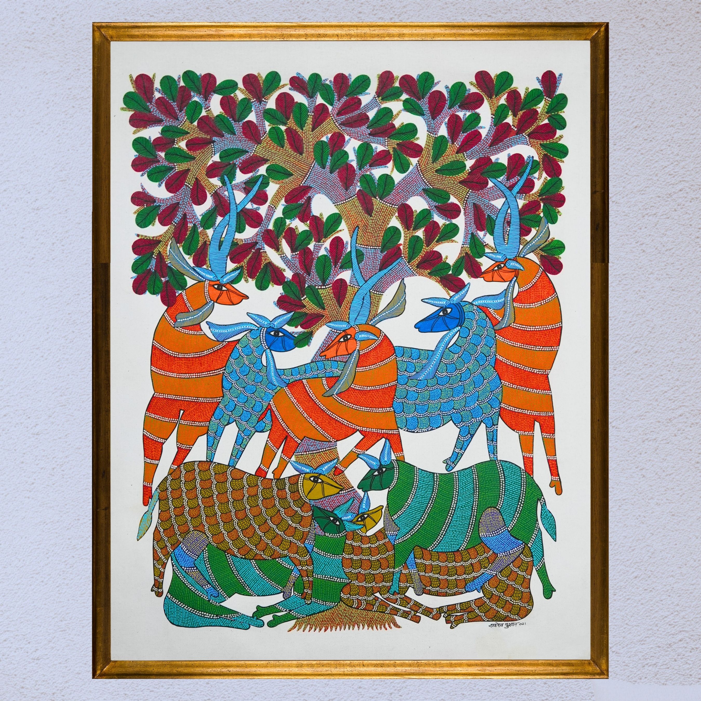 The Gathering of Deer Beneath a Tree