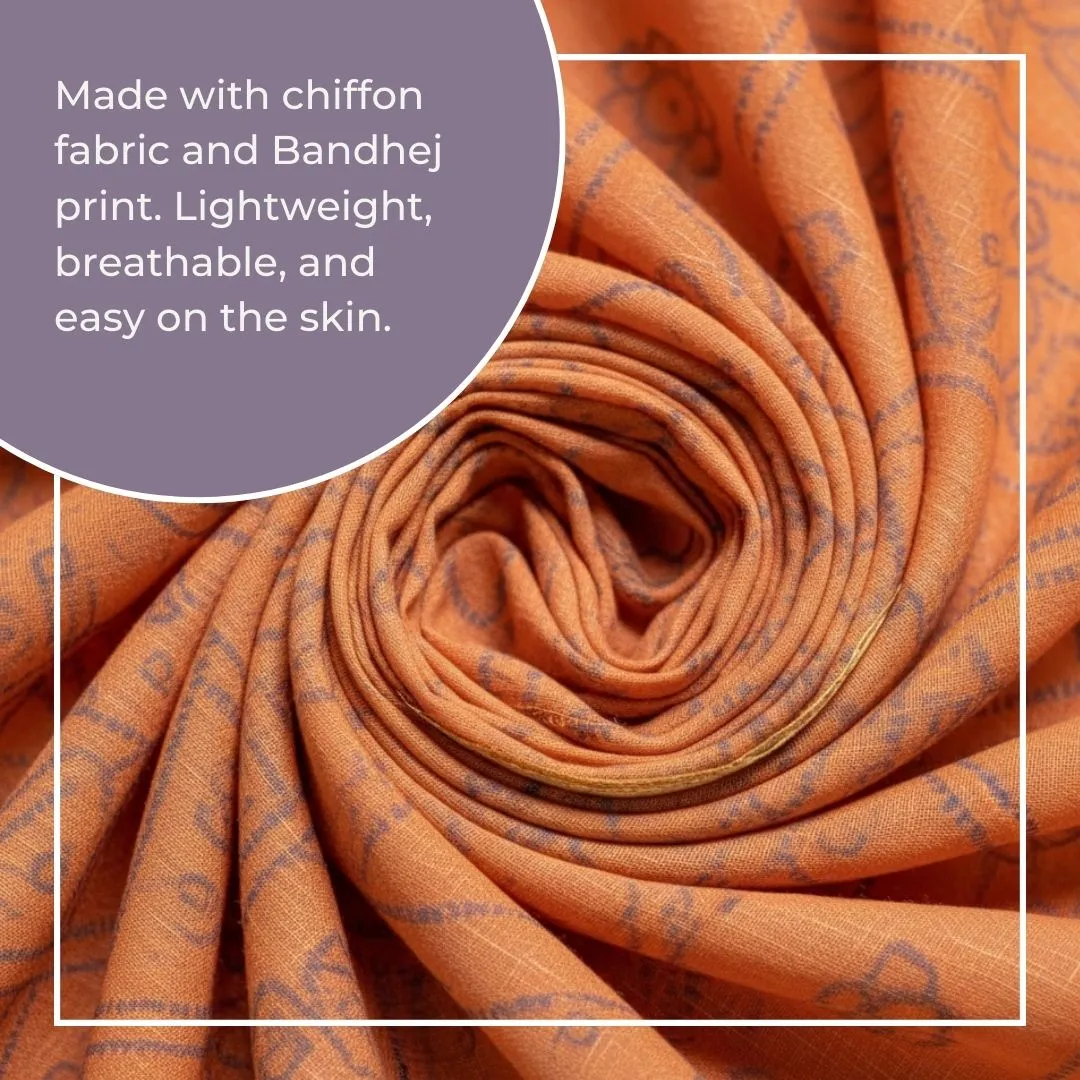 Traditional Chundari Bandhej Tie & Dye Chiffon Saree in Warm Red Tones with Matching Blouse (Unstitched)