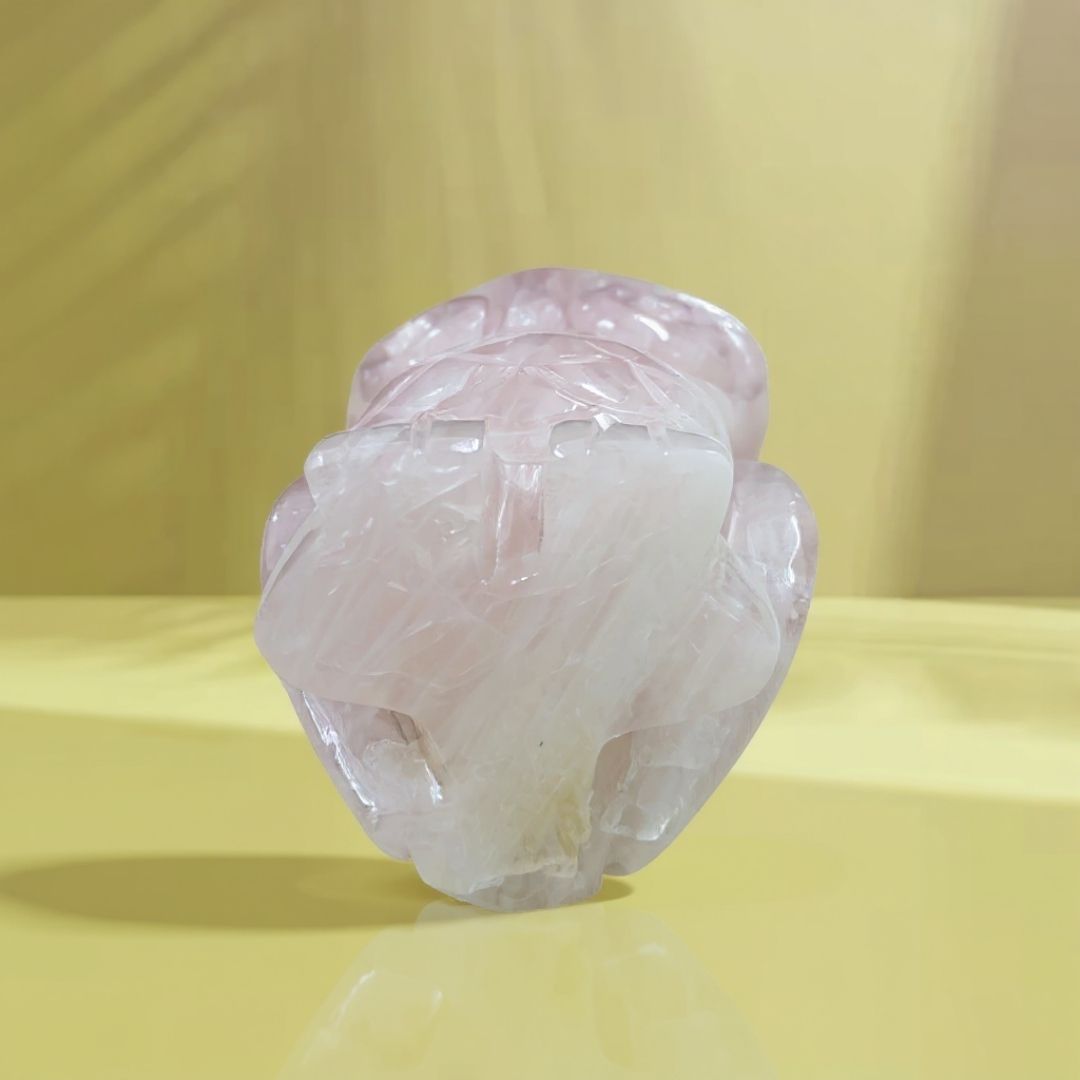 Rose Quartz Owl Sculpture for Home Decor and Positive Energy