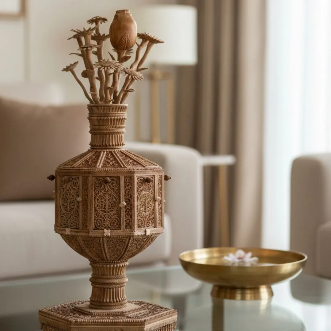 Pure Sandalwood Seven Wonders Decorative Sculpture 