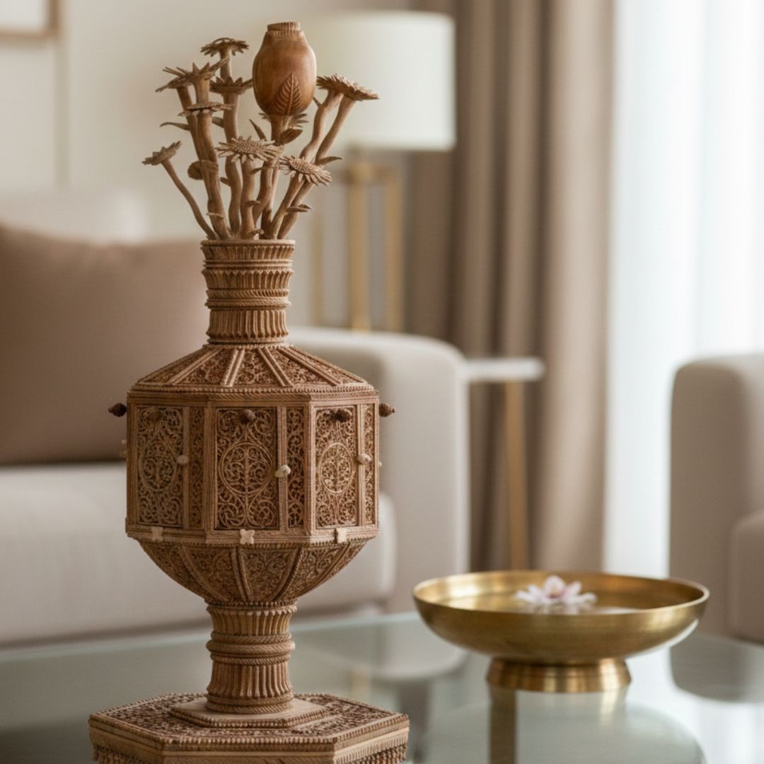 Pure Sandalwood Seven Wonders Decorative Sculpture 