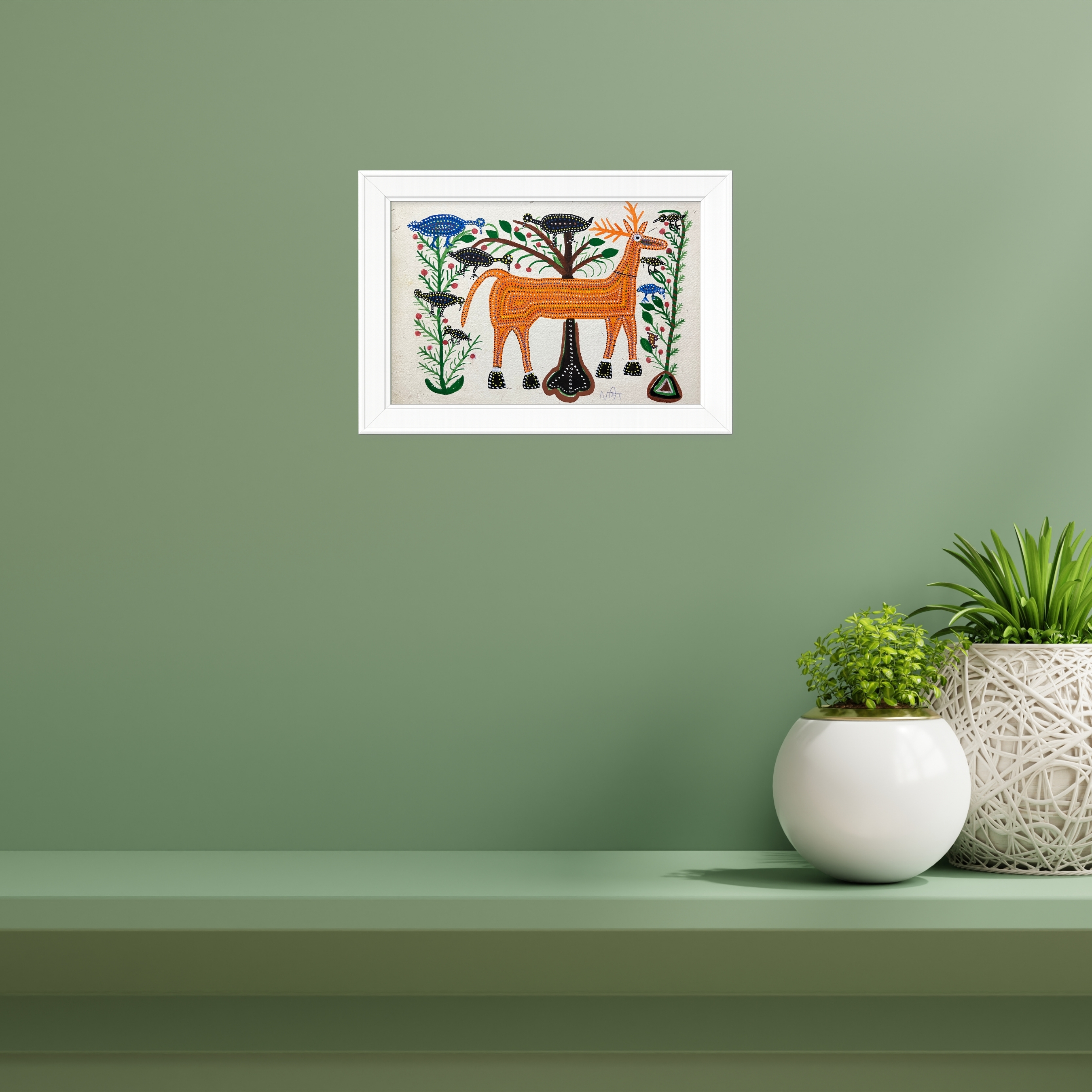 Barasingha in Bhil Art