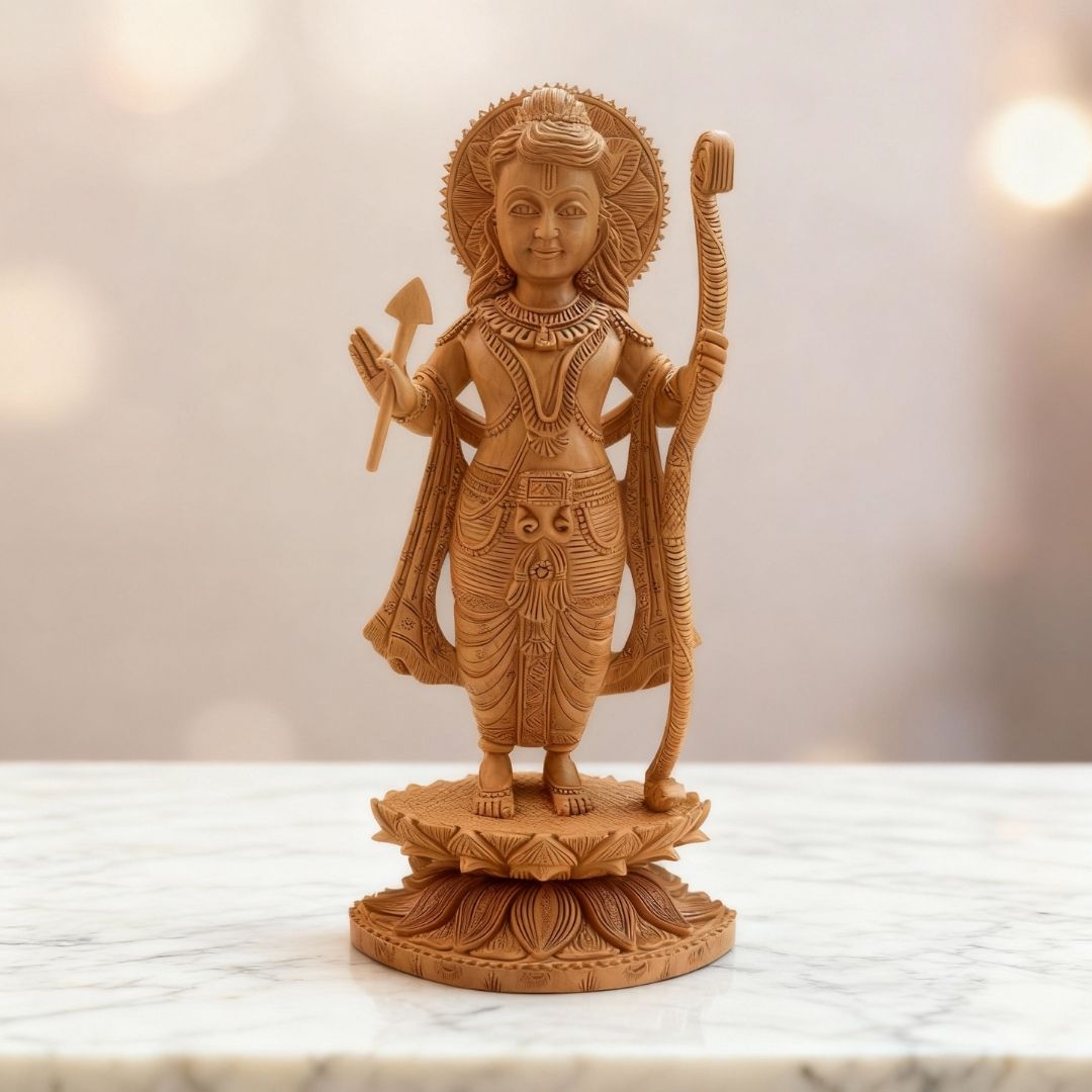 Lord Rama Standing Idol with Bow and Arrow on Lotus Base 