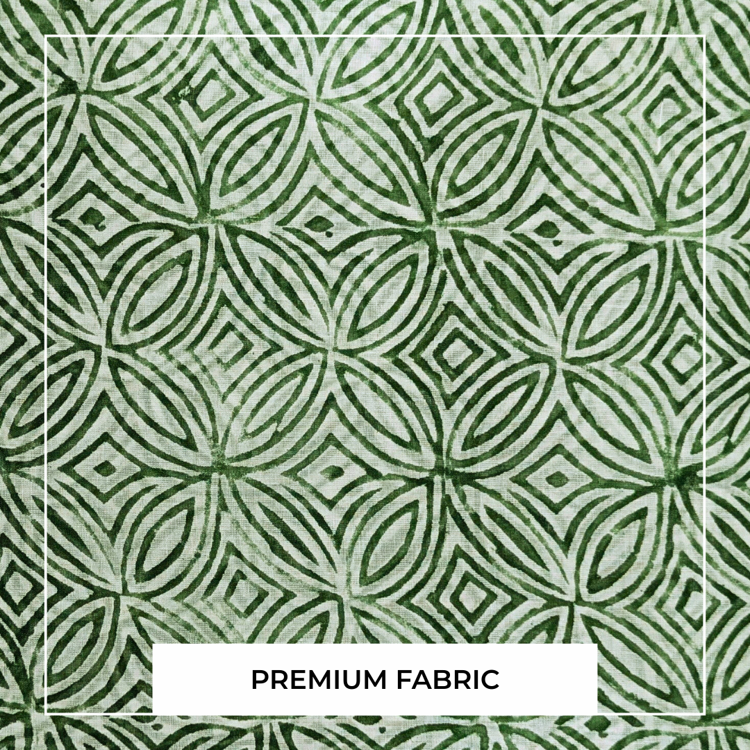 Single-Sided Block Printed Mal Cotton Fabric in Soft Grey Floral Pattern