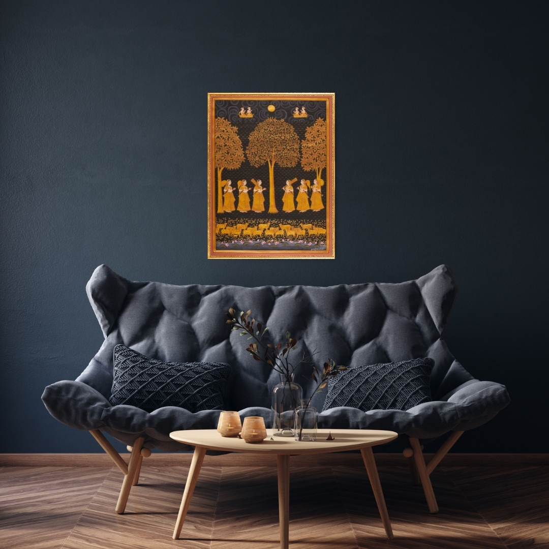 Pichwai Tree & Gopis Painting