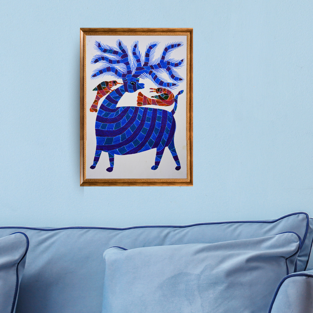 Friendship of Swamp deer and Birds