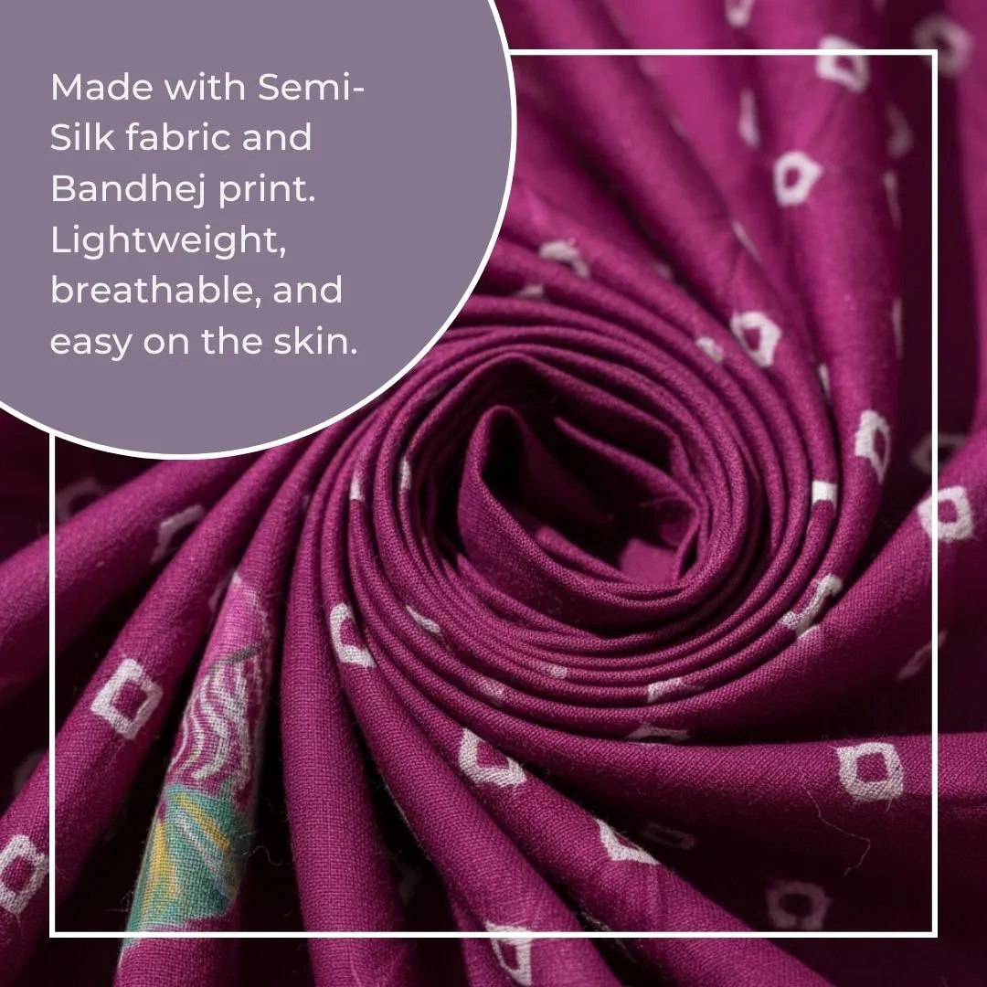 Semi Silk Bandhej Tie & Dye Saree with Coordinated Blouse Piece (Unstitched)