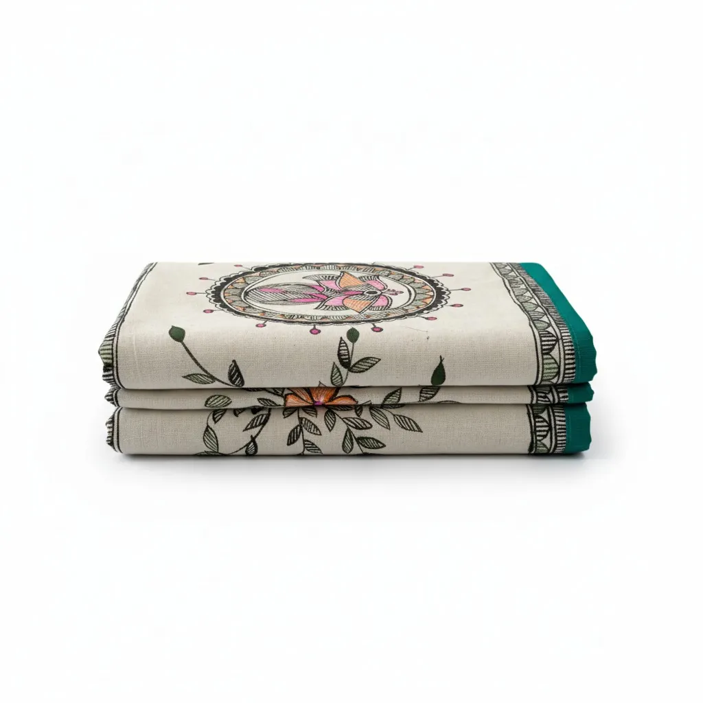 Hand Painted Madhubani Art Work Table Runner {Mayura}