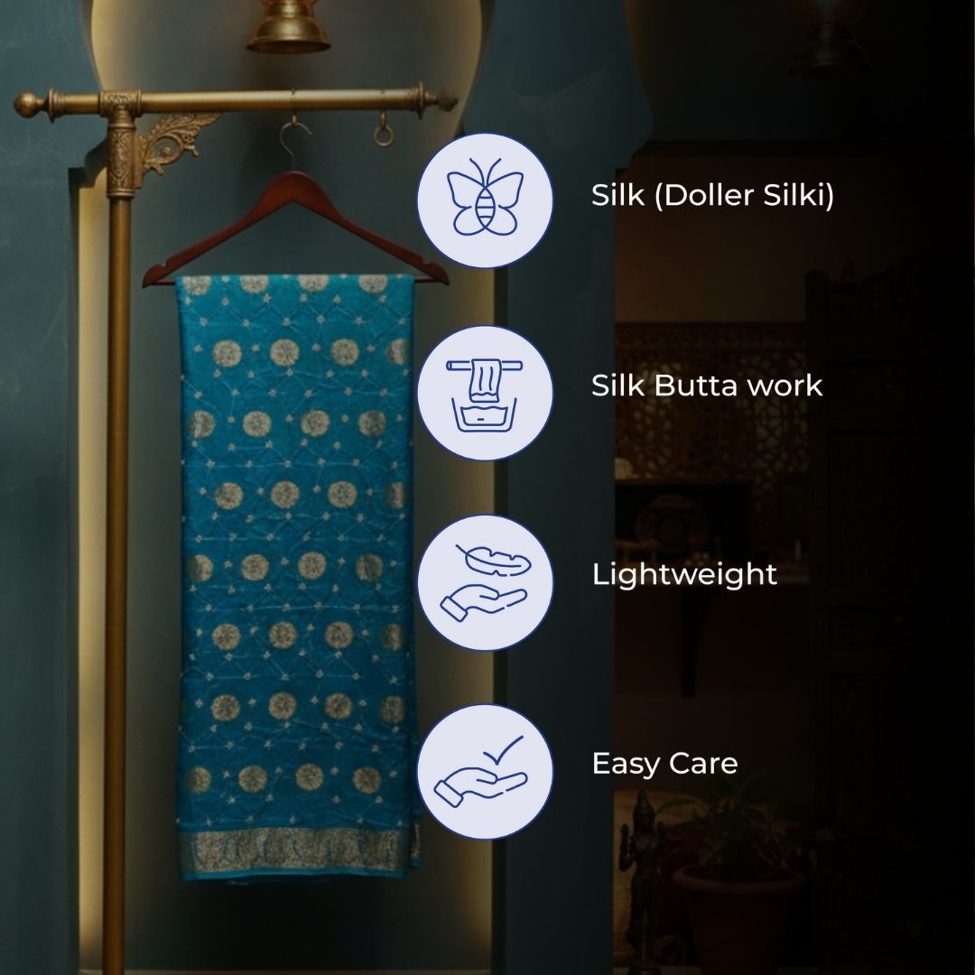 Silk Doller Silki Butta Saree with Coordinated Blouse Piece (Unstitched)