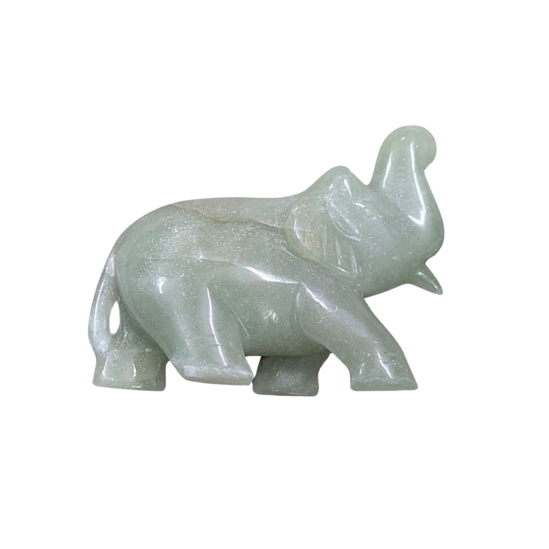 Aventurine Elephant Figurine for Positive Energy and Artisanal Decor
