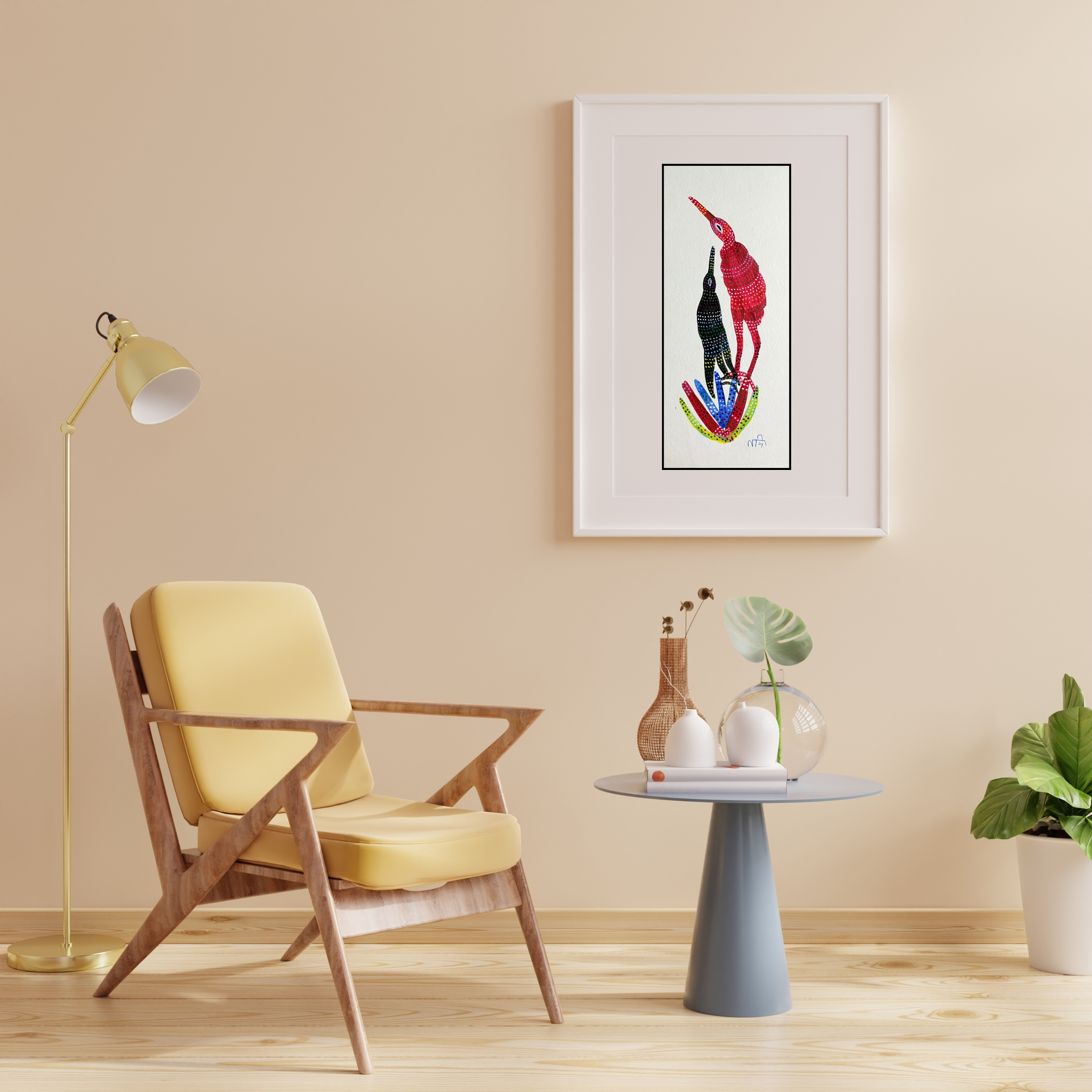 Birds Pink and Black