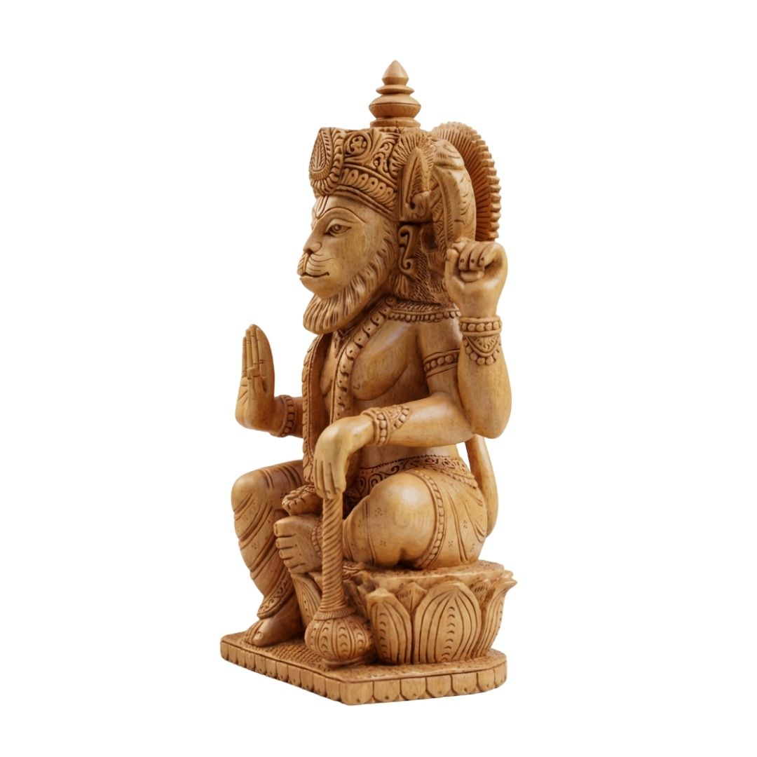 Lord Narasimha Sandalwood Sculpture with Intricate Hand Carving