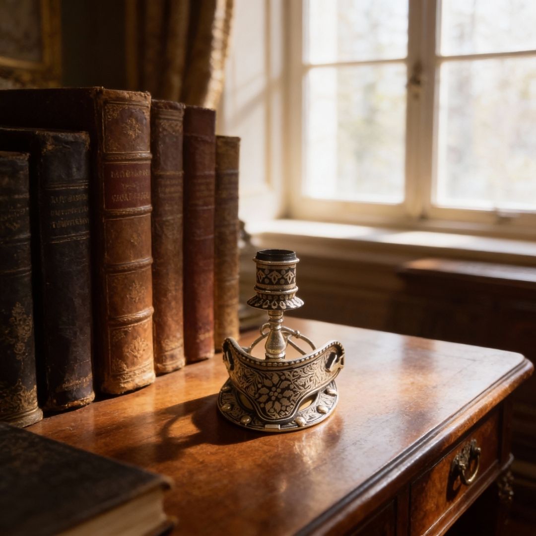 Good Luck Decorative Horseshoe with Candle Stand Koftgari Art