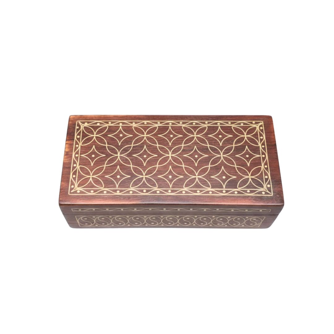 Geometric Serenity Wooden Tarkashi Inlay Box for Jewellery and Collectibles
