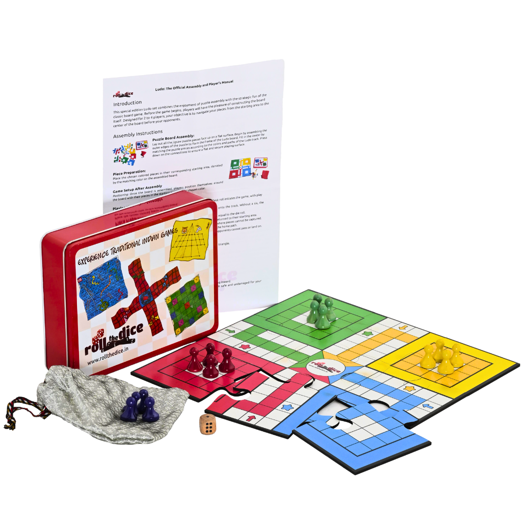 2-in-1 Snakes & Ladders and Ludo Board Game Set | Wooden Family Fun