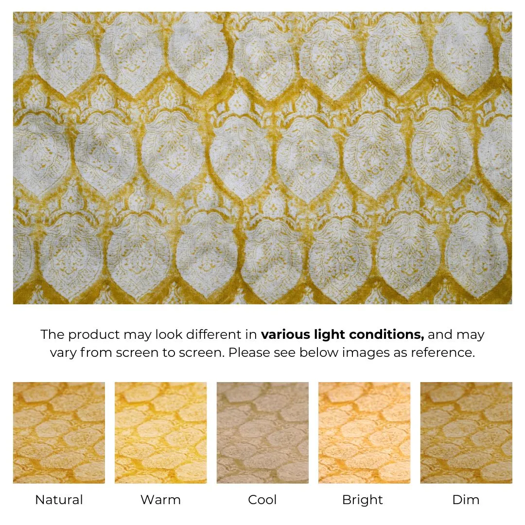 Single-Sided Hand Block Printed Mal Cotton Fabric – Yellow Floral | Sold Per Meter