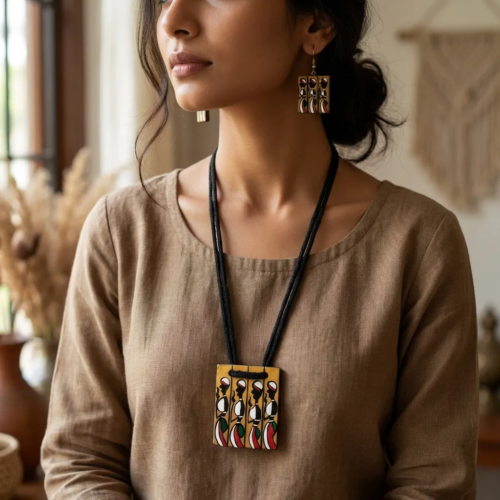Handmade Terracotta Jewellery Set with Earrings