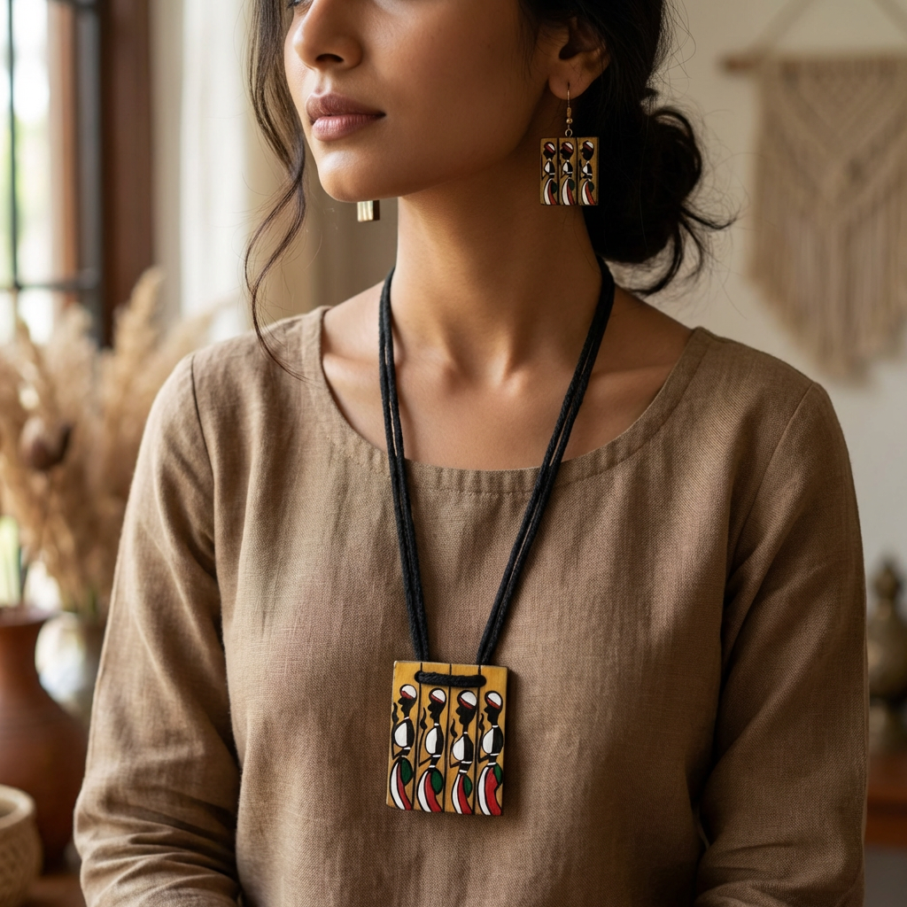 Handmade Terracotta Jewellery Set with Earrings