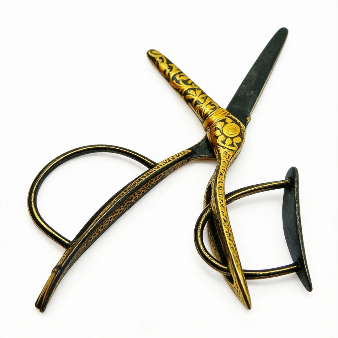 Gold Koftgari Scissors with Traditional Handcrafted Metal Inlay