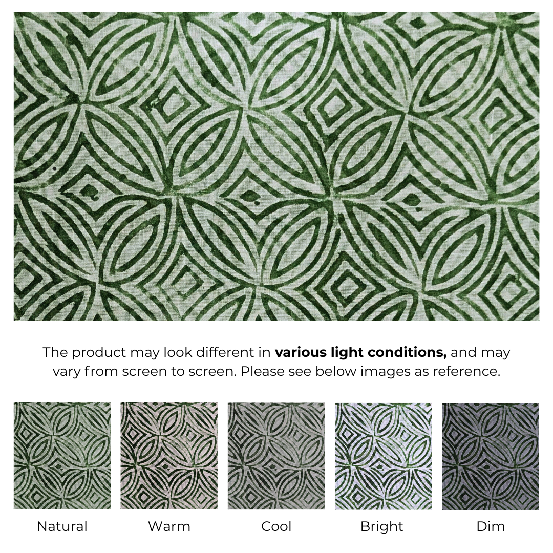 Single-Sided Block Printed Mal Cotton Fabric in Soft Grey Floral Pattern