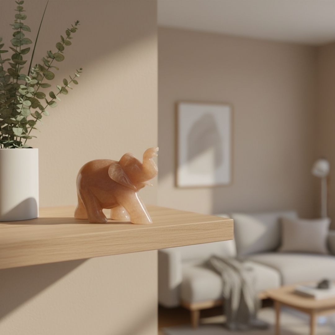 Yellow Quartz Elephant Sculpture Handcrafted