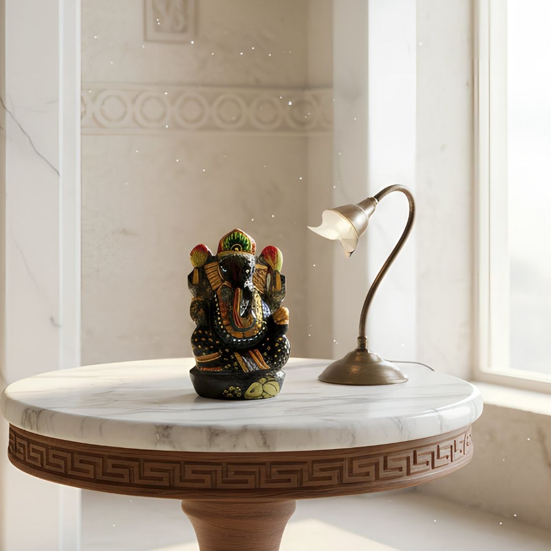 Labradorite Carved Ganesh Idol in Natural Gemstone