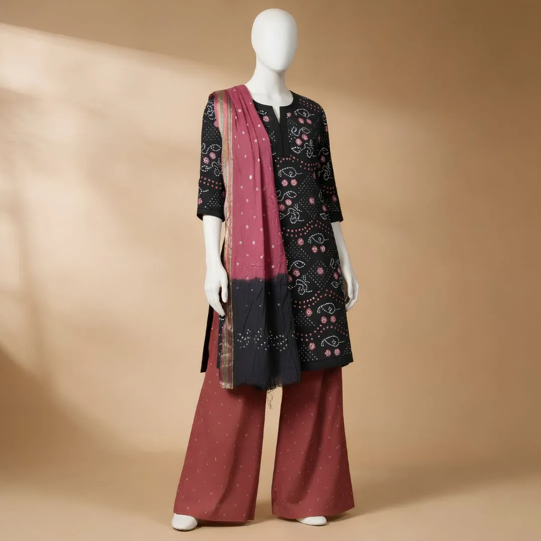 Glace Cotton Multicolour Tie and Dye Suit Fabric for Cut Top