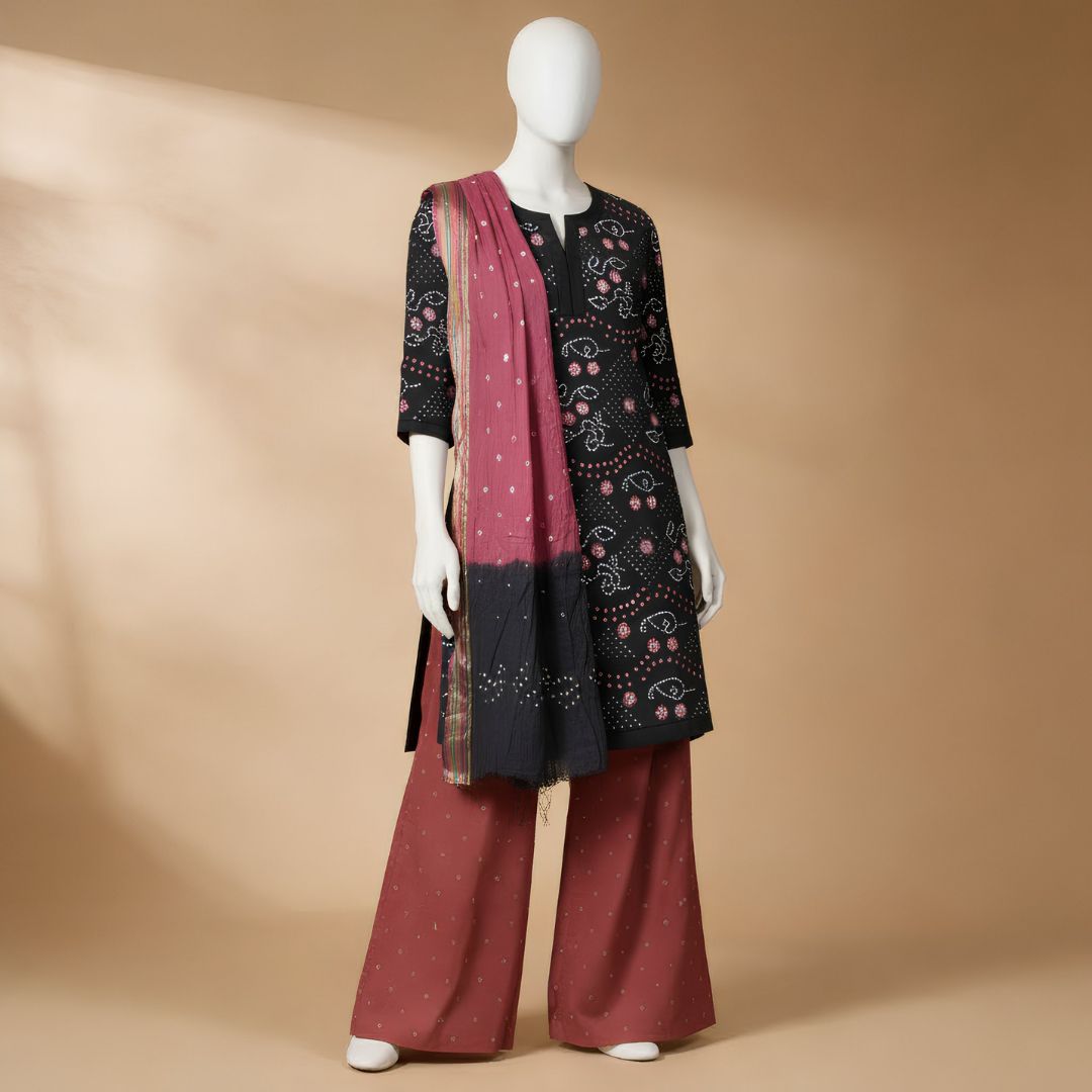 Glace Cotton Multicolour Tie and Dye Suit Fabric for Cut Top