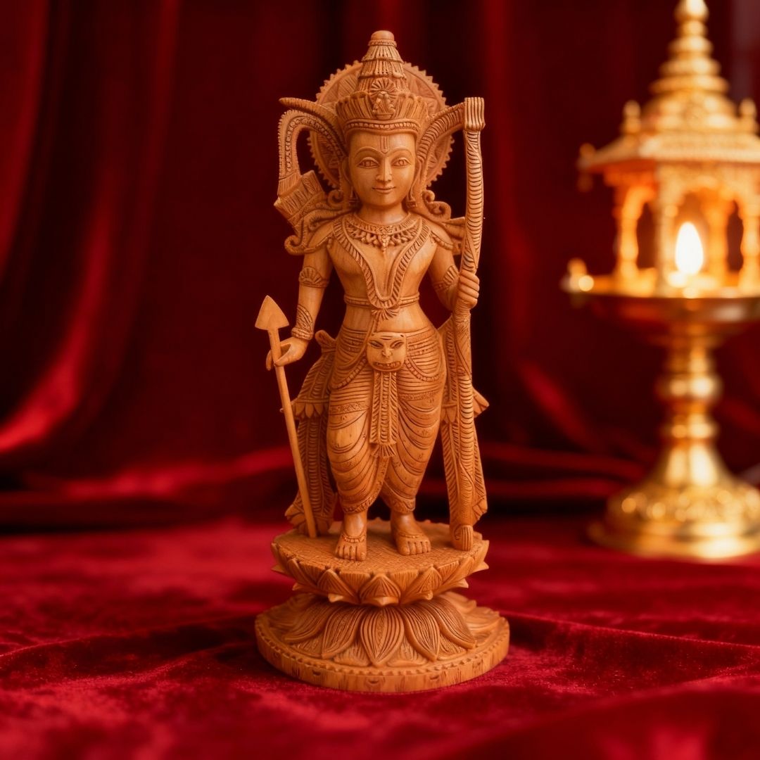 Ram Ji Standing Idol with Bow and Arrow on Lotus Base 