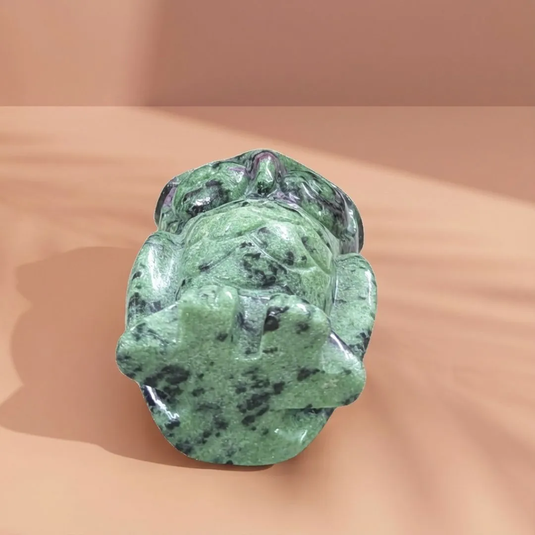 Handcrafted Zoisite Owl Sculpture in Natural Stone