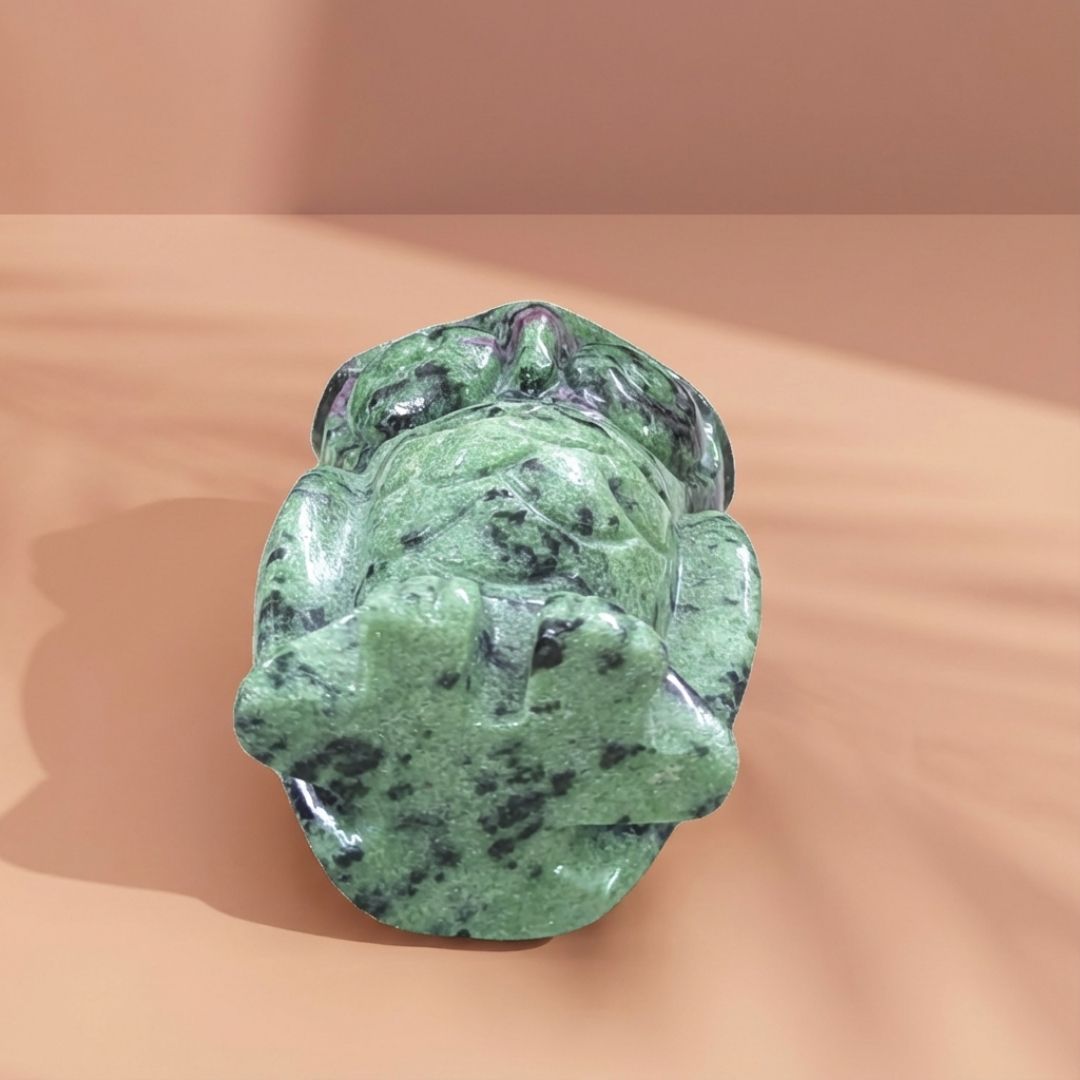 Handcrafted Zoisite Owl Sculpture in Natural Stone