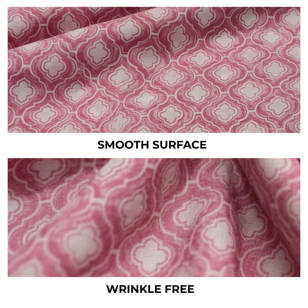 Single-Sided Hand Block Printed Mal Cotton Fabric Than – Soft Pink Motif | Sold Per Meter