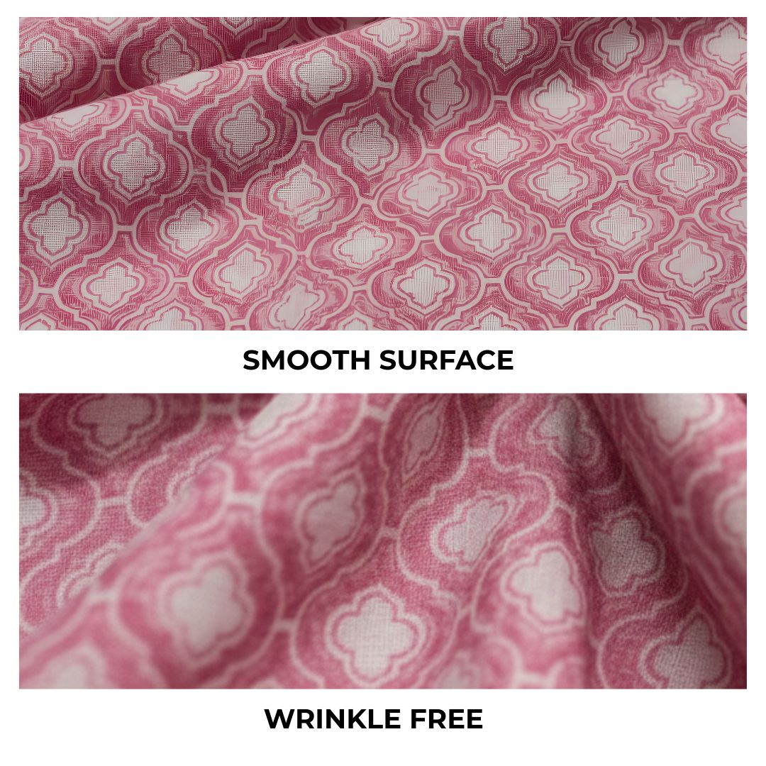 Single-Sided Hand Block Printed Mal Cotton Fabric Than – Soft Pink Motif | Sold Per Meter