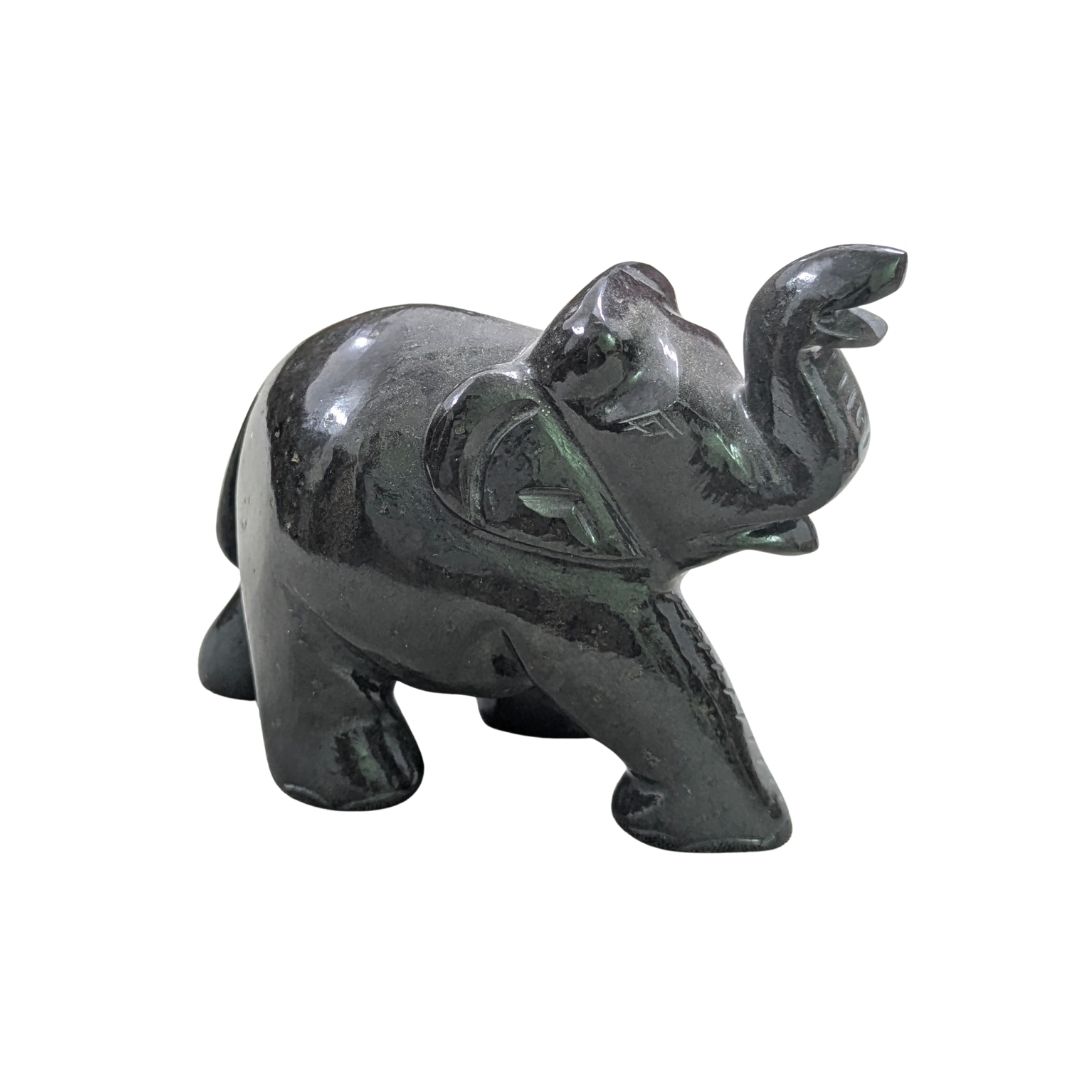Black Aventurine Elephant Figurine for Home Decor and Good Luck
